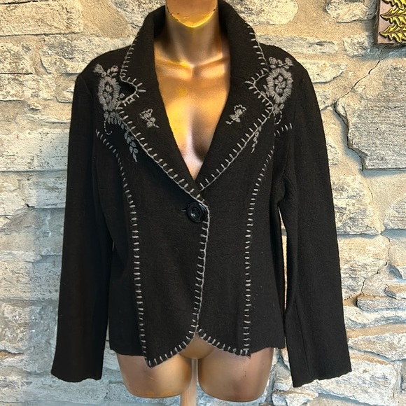 Lisa international Jackets & Blazers - Floral Embroidered Wool Blazer